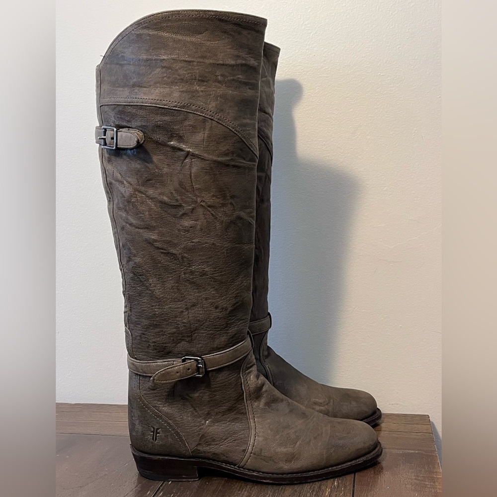Frye Dorado Tall Grey Riding Boots Women’s size 9 Made in Spain - Picture 7 of 12